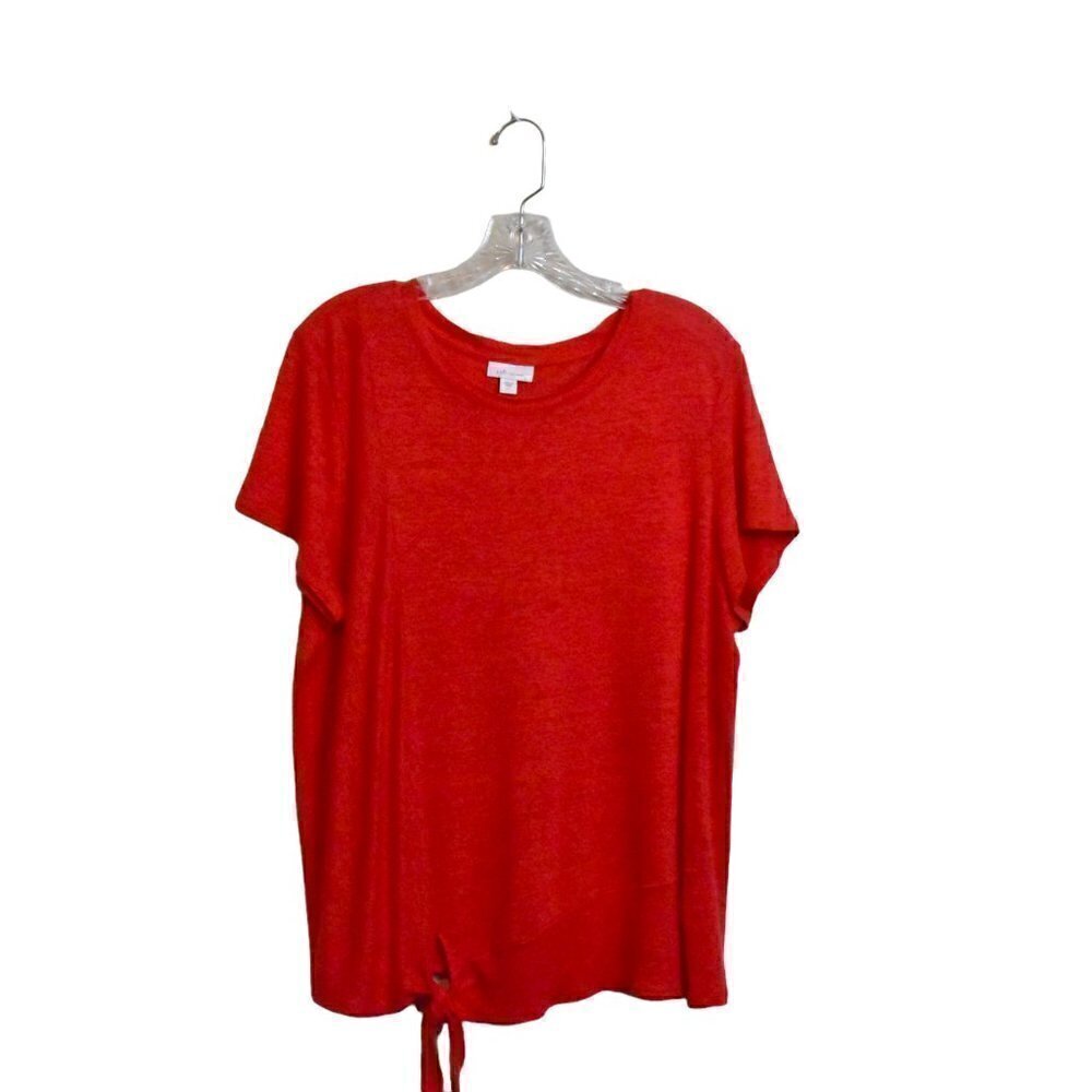 J. Jill Love Linen Short Sleeve Pullover Tie Knot Shirt Blouse Orange Size L